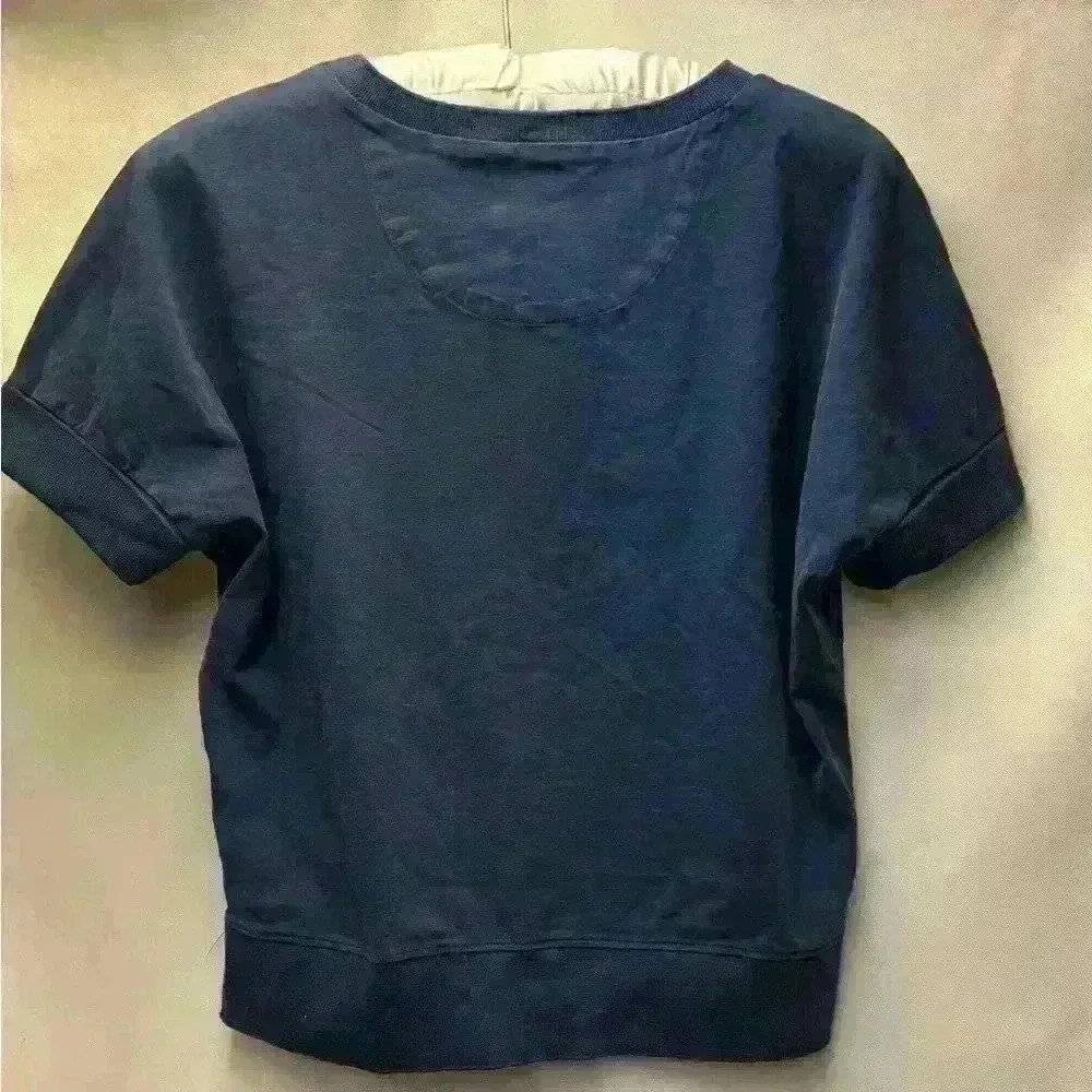 Anthropologie Cropped Tee Navy Blue Size XS Gently used - Picture 3 of 5